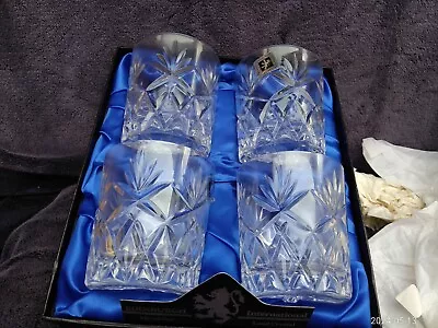 Buy 4 Boxed (PERFECT) Edinburgh International Crystal Italy Whiskey Glasses Tumblers • 45£