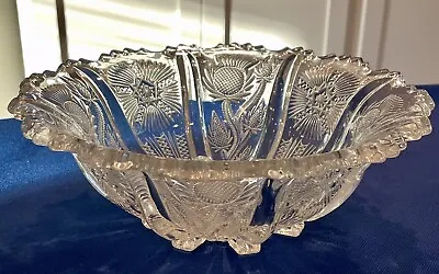 Buy Large EAPG Higbee 8 Paneled Footed Paneled Delta Thistle Pattern Serving Bowl • 37.88£