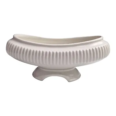 Buy Vintage Dartmouth Pottery Trough Shaped Mantle Vase Ribbed White - 25cm Long • 10£