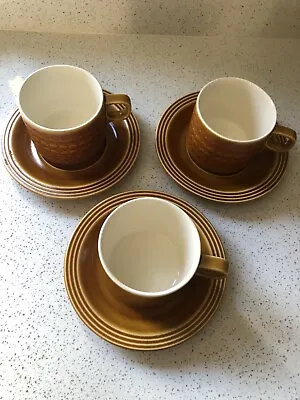 Buy 3 X Hornsea Saffron Cups & Saucers - 1970s - Made In Engalnd • 10£