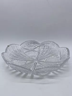 Buy Attractive Vintage Clear Cut Glass/Crystal Scalloped Edge Candy Dish/ Platter  • 22.99£