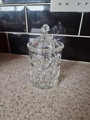 Buy Vintage Crystal Glass Cut Lidded Sugar Pot 6  • 12.99£