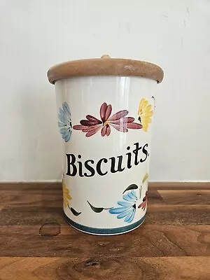 Buy Vintage Retro Hand Painted Toni Raymond Pottery Biscuit Jar Cannister Wooden Lid • 12£