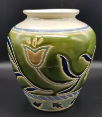 Buy Large Florally Decorated Ceramic VASE, 18 Cm High, Spanish Or Portuguese. • 9.50£