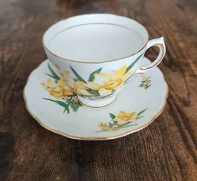 Buy Vintage Royal Vale Bone China Yellow Daffodil Flower Tea Cup Made In England • 14.46£