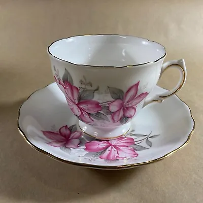 Buy Vintage Royal Vale Pink Floral Bone China Duo Cup & Saucer Made In England • 22.18£