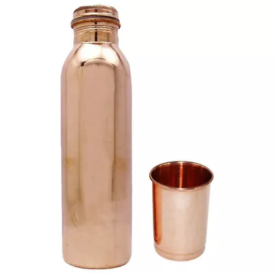 Buy 7Copper Vessel Water Bottle With Glass Leak Proof Yoga Ayurveda Health Benefits • 23.68£