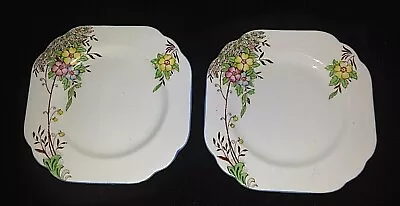 Buy Stanley Fine Bone China Pink Yellow Blue Flowers Hand Painted Side Plates X2  • 14.99£