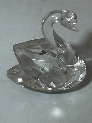 Buy Small Clear Hand Made Vintage Crystal Glass Ornament Figure Swan Animal #LH • 3.56£