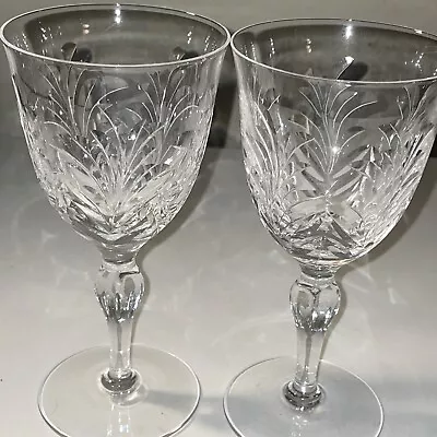 Buy STUART England ARAGON Clear Cut Crystal 6 7/8  WINE GLASSES Stemware SET OF 2. • 38.60£