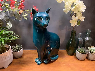 Buy POOLE Pottery Blue Turquoise Large Cat 30cm Tall • 55.50£