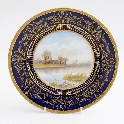 Buy Antique Wedgwood China Hand Painted Tazza With Waterside Rural Church Scene • 129.99£