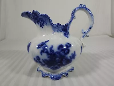 Buy Antique Porcelain W. H. Grindley Margot Pattern Blue Flow Pitcher. 6.5  Tall. • 47.44£