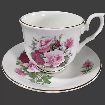 Buy Sheltonian English Bone China Small Tea Cup And Saucer Pink Red Roses 4 Oz • 14.23£