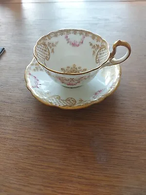 Buy Vintage Aynsley Gold Filigree Decoration Tea Cup/Saucer Regency Rose Gartland • 8£