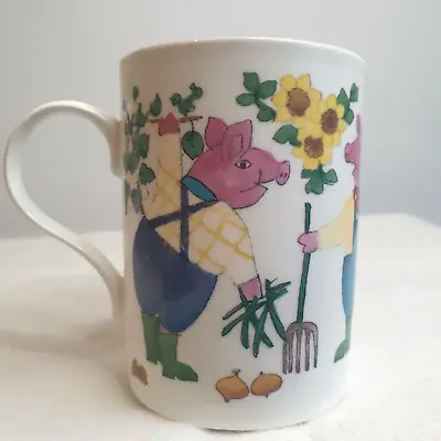 Buy Crown Trent Pigs Gardening Fine Bone China Staffordshire Tea Mug Cup Vintage • 9.99£