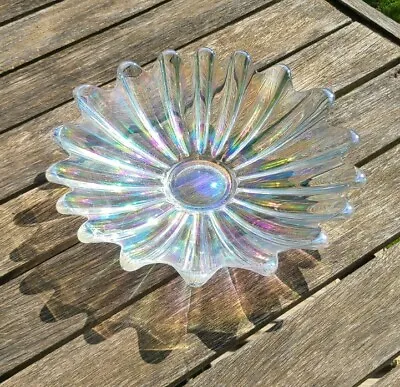 Buy Vintage MCM Federal Glass Co. Celestial Iridescent Petal Art Glass Bowl • 27.97£