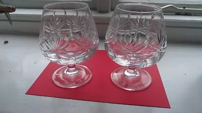 Buy A Pair Of Edinburgh International Cut Glass Brandy Glasses. Stamped. 5 High • 9£