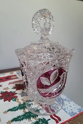 Buy Hofbauer Red Byrdes Crystal Jar With Lid • 47.25£