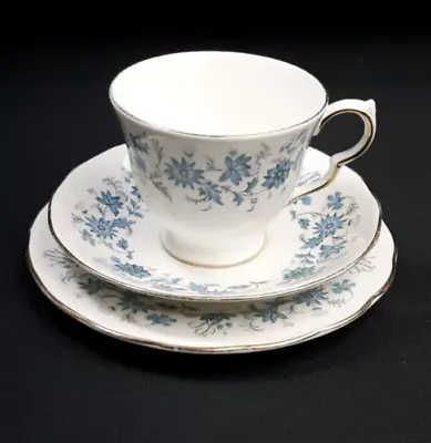 Buy Colclough Braganza Tea Trio - 10 Available - Blue Floral Bone China Vintage • 7£