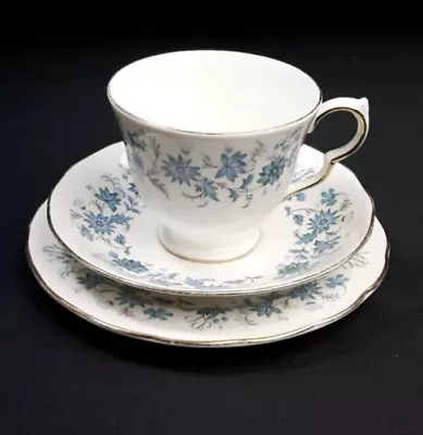 Buy Colclough Braganza Tea Trio - 20+ Available - Blue Floral Bone China Vintage • 7.50£