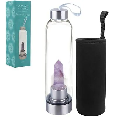 Buy 500ml Crystal Glass Water Bottle Purifying Energy & Promoting, Calm & Healing • 14.99£