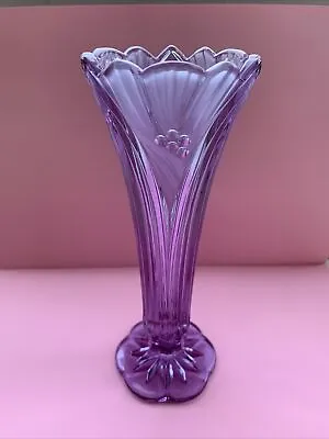 Buy Vintage Neodymium Alexandrite Purple Glass Fluted Floral Trumpet Vase Amethyst • 48£