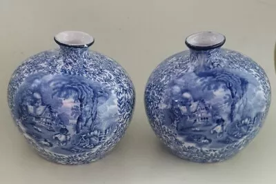 Buy Antique Fenton Vases Blue & White Porcelain Ye Olde Foley Ware Adrian Bud Vases • 22.50£