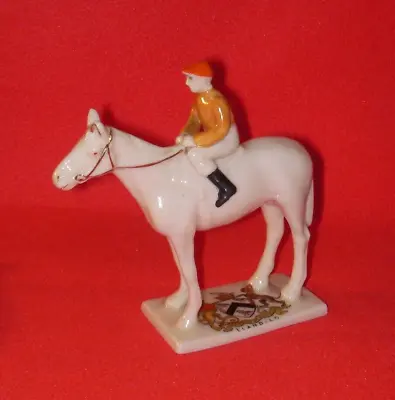 Buy Carlton Crested China Jockey On Racehorse Red & Yellow Llandello Crest • 39.99£