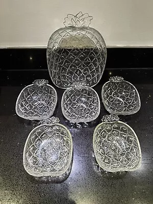 Buy 1970’s Textured Glass Pineapple Bowls Serving Set 6 Pc MADE IN ITALY VINTAGE • 20£
