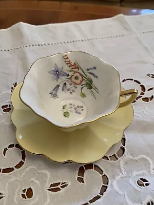 Buy Shelley Art Deco Bright Yellow / Gold Stratford Wildflowers  Cup & Saucer • 12.99£
