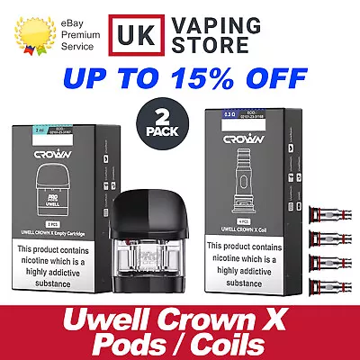 Buy Uwell Crown X Empty Spare Pods | Uwell Crown X Spare Coils For Uwell Crown X Kit • 7.99£