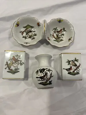 Buy Vintage Hungary HEREND ROTHSCHILD Bird Insect Four Piece Lot All Perfect • 123.33£