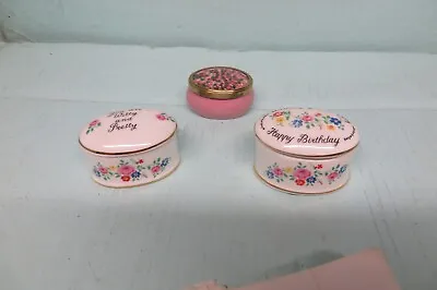 Buy 2 Crown Staffordshire Small Trinket Boxes + One Other Unmarked. Fine Bone China • 0.99£