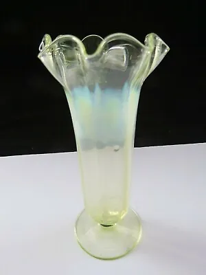 Buy Rare C1900  James Powell / Whitefriars Uranium Straw Opaline Vaseline Glass Vase • 45£