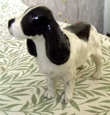 Buy Vintage BESWICK Glossy Black & White Small Spaniel DOG Figurine 10cm • 7.95£