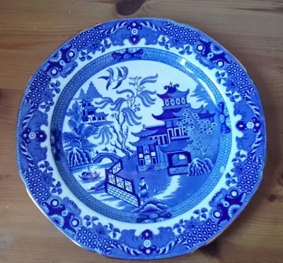 Buy Burleigh Ware Blue And White Willow Pattern Dinner Plate, 9.5 Inches Diameter • 8£