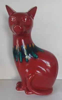 Buy Vintage.very Rare.red Flambe Delphis Cat By Poole England.11 Inchs Tall • 140£