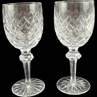 Buy Waterford Ireland Powerscourt Water Goblets Cut Glass Crystal 7-5/8  Pair Irish • 96.73£