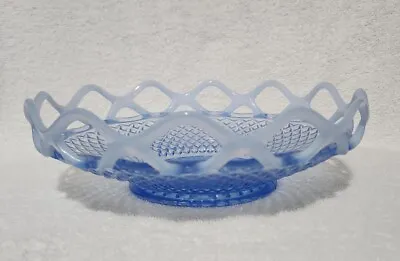 Buy Vintage Imperial Glass Opalescent Blue Open Laced Edge Depression 8  Dish Bowl • 31.60£