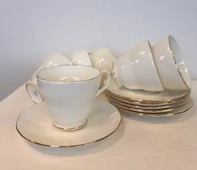 Buy Vintage DUCHESS Bone China Tea Cup, Saucer White & Gold X 6 Excellent Condition • 30£