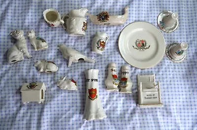 Buy Mixed Lot Of Antique Crested Wares, Various Makers & Crest, Animals, Jugs Ect • 22£