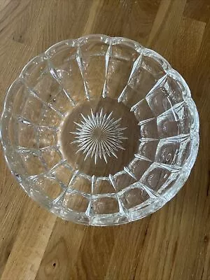 Buy Large Vintage Cut Thick Glass Fluted Bowl With Star Centre • 5£