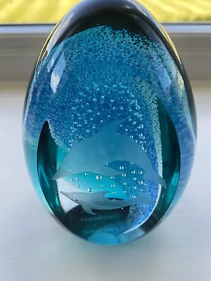 Buy Caithness Etched Dolphins Turquoise Paper Weight - B6055- Unboxed - 9.5cm X 7cm • 9.99£