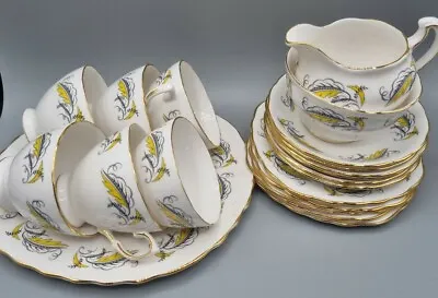 Buy Crown Royal Bone China Set Yellow Leaf Print Cup Saucers Plates • 18.79£