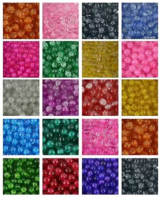 Buy Round Glass Crackle Beads Bulk Sale Jewellery Making Craft Jewelry Beading • 13.19£