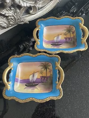 Buy Antique Noritake Bonbon/ Candy Twin Handled Serving Dishes Sailing Boat Gold. • 59.74£