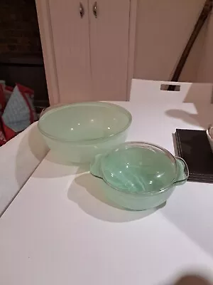 Buy Vintage Very Large Pyrex Spray Ware 4 -6 Pint Green Mixing Bowl + Casserole Dish • 19.99£