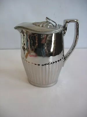 Buy Vtg Lusterware Silver Ptd Pottery 1800s Style Syrup Pitcher Jug Reeded Design • 64.01£