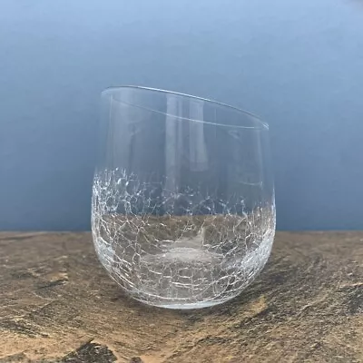 Buy Pier 1 Crackle Stemless Wine Glass Angled Slant Rim NICE! 👀 • 19.21£